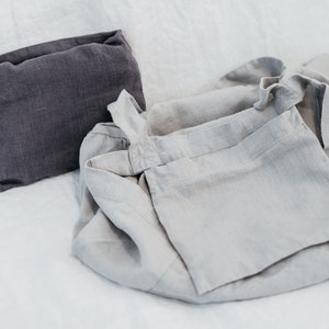 Linen shopping bag with pocket, easy folded in pocket, small bag to carry everyday