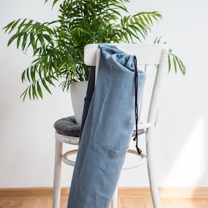 Linen Yoga Mat Bag: Double-Layered, Adjustable Strap & Water Bottle Pocket