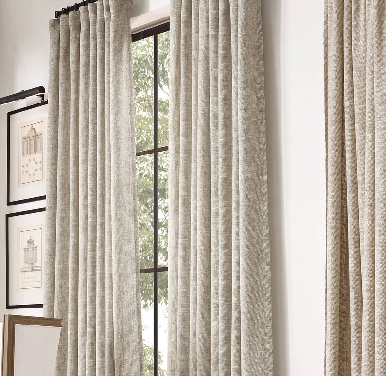 Organic Linen Basketweave Curtains With 2 in 1 Backtab/hooks Etsy