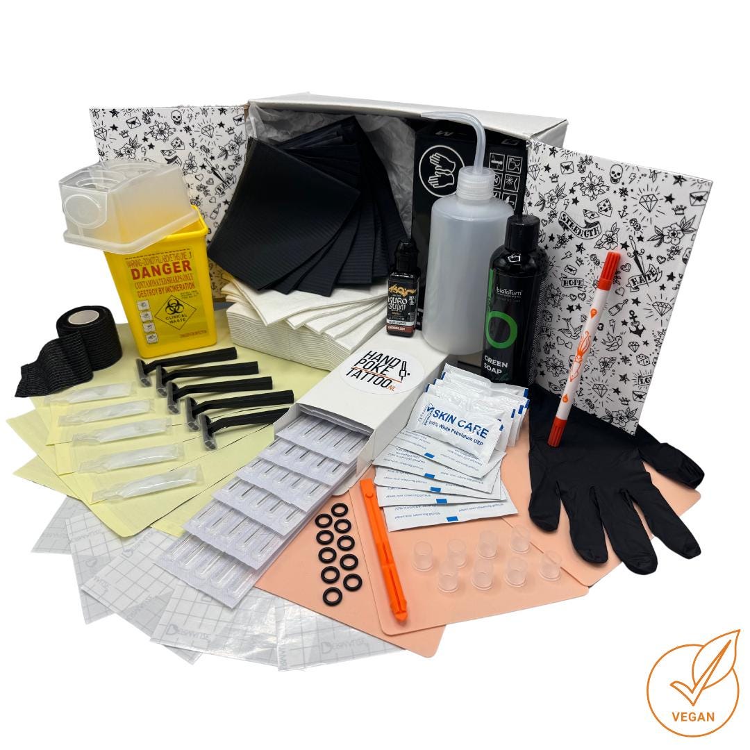 Ultimate Hand Poke Tattoo Set – 204 Piece Stick & Poke Tattoo Starter Kit