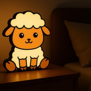 Cartoon Schaap Nachtlampje – Cute 3D Sheep Lightbox voor Kinderen – Sfeervolle LED Lamp – USB – Voor Kinderkamer of Cadeau