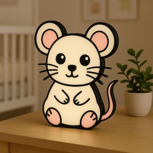 Cartoon Muizen Nachtlampje – Cute Mouse 3D Lightbox – Kinderkamer LED Nachtlamp – Kind Cadeau - Origineel Kraamcadeau - Dierenliefhebber-USB