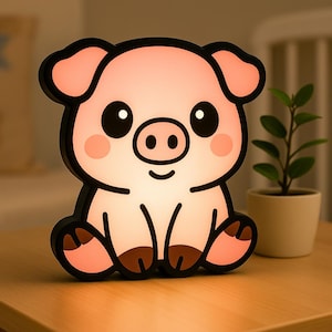 Schattig Biggetje Nachtlampje – Cartoon Varken Lightbox voor Kinderen – 3D LED USB Nachtlamp – Kindvriendelijk – Kinderkamer Decor