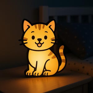 Cute Cat Nachtlampje – Cartoon Kat Lightbox voor Kinderen – Sfeervolle 3D LED Lamp als Nachtlamp – USB – Kinderkamer of Cadeau