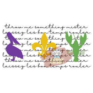Karnevalpelikan Fleur de Lis Flusskrebs Laissez Les Bon Temps Rouler Digitales Design, PNG, SVG, Sublimationsdesign, Digitales Design Download