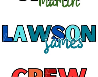 Color Fade Name Design - First & Middle Name Design - Name Design - Digital Design, PNG, SVG, Sublimation Design, Digital Design Download