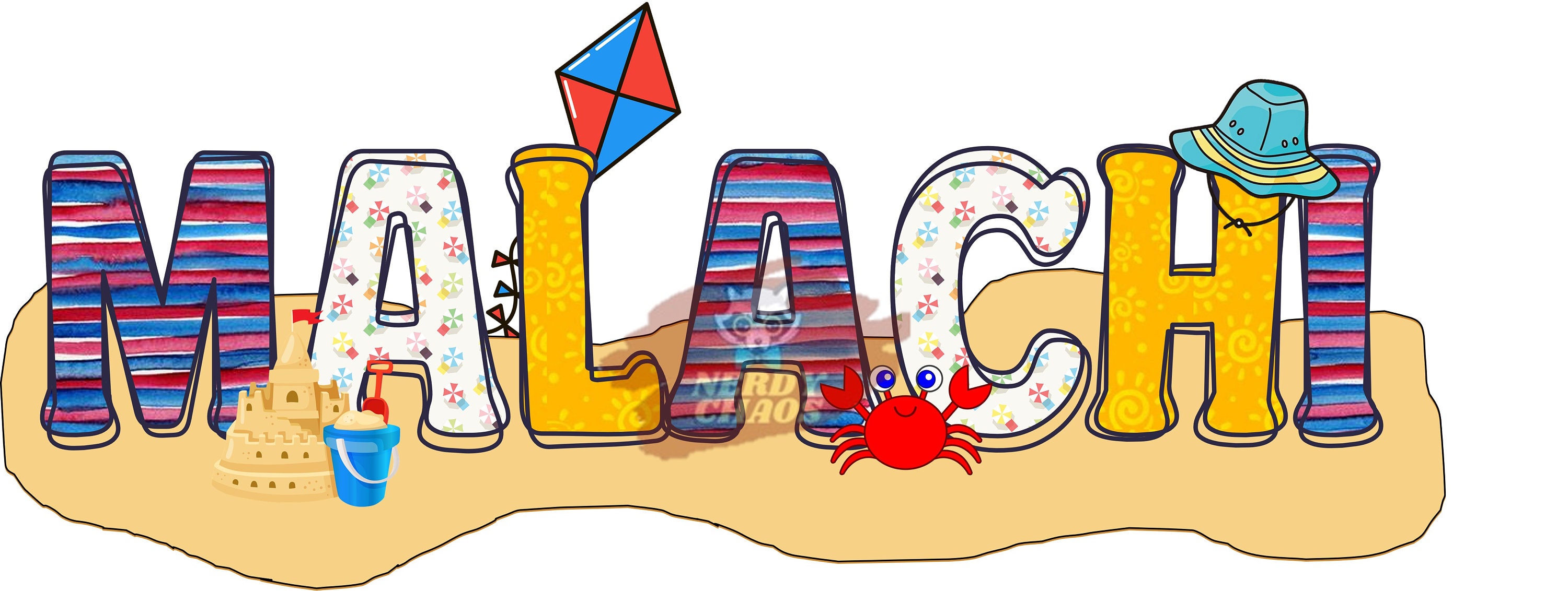 Beach Theme Name Personalized Digital Design, PNG, SVG, Sublimation