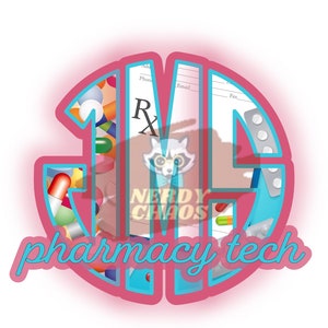 Pharmacy Technician Monogram Personalized Digital Design, PNG, SVG, Sublimation Design, Digital Design Download