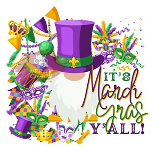 It’s Mardi Gras Y’all Gnome Digital Design, PNG, SVG, Sublimation Design, Digital Design Télécharger