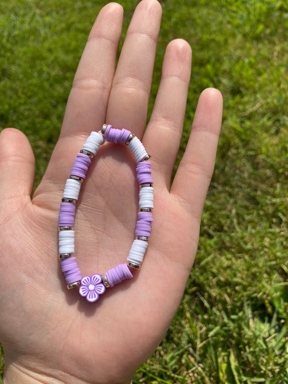 Summer Purple Bracelets  Clay bracelet, Clay beads, Purple bracelet