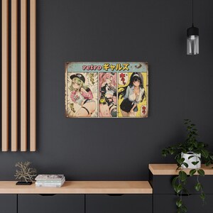 Retro Anime Girls Metal Sign | Vintage Manga Panel Wall Art image 7