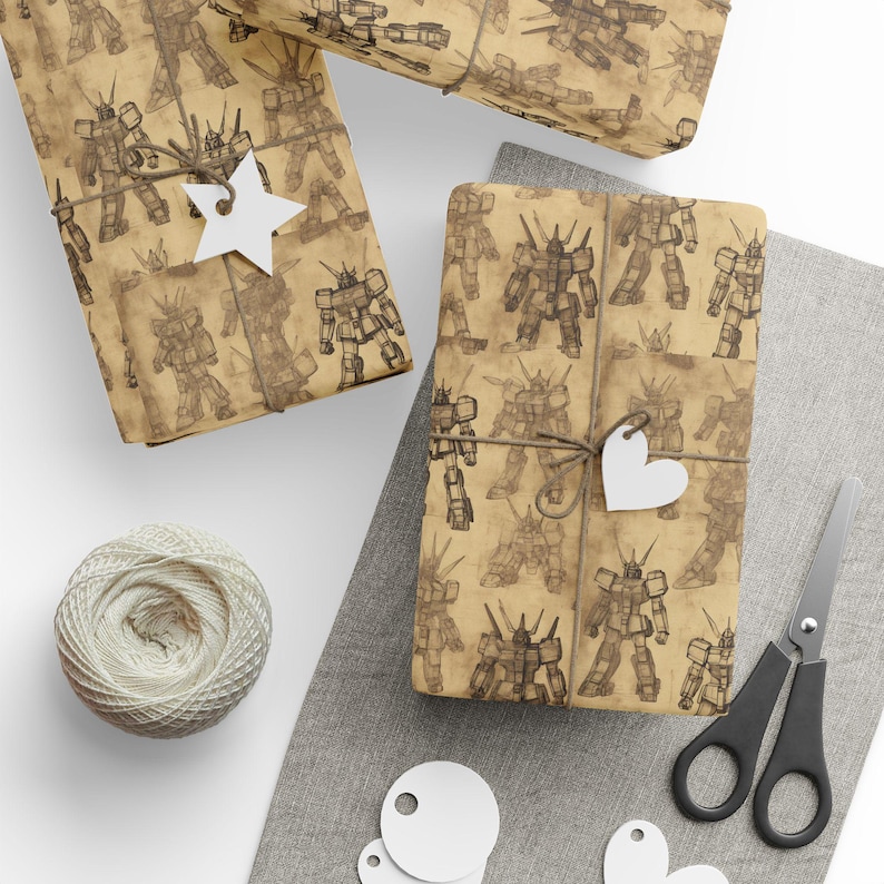 Vintage Look anime inspired Gift Wrapping Paper | Anime Gift | Anime Shirt Wrapping Paper | Cool Birthday | Happy Birthday Gift image 1