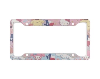 Kawaii Texas Anime Characters License Plate Frame | Texas Flag Kawaii