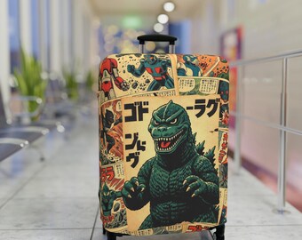 Vintage Godzilla Collage Gepäckabdeckung | Koffer Beschützer