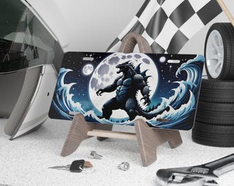 License Plate, Celestial Godzilla Figure Art, New Driver Gift