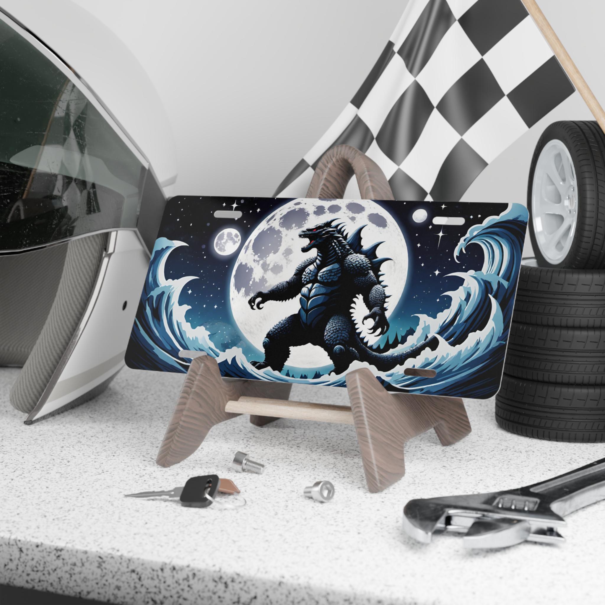 License Plate, Celestial Godzilla Figure Art, New Driver Gift