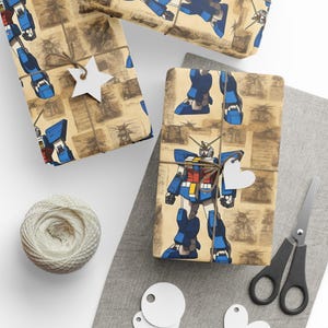 Vintage Japanese Anime wrapping paper, Alien Robot Gift, Anime Shirt Gift Wrap. Ideal for birthdays, Christmas, and other celebrations. image 7