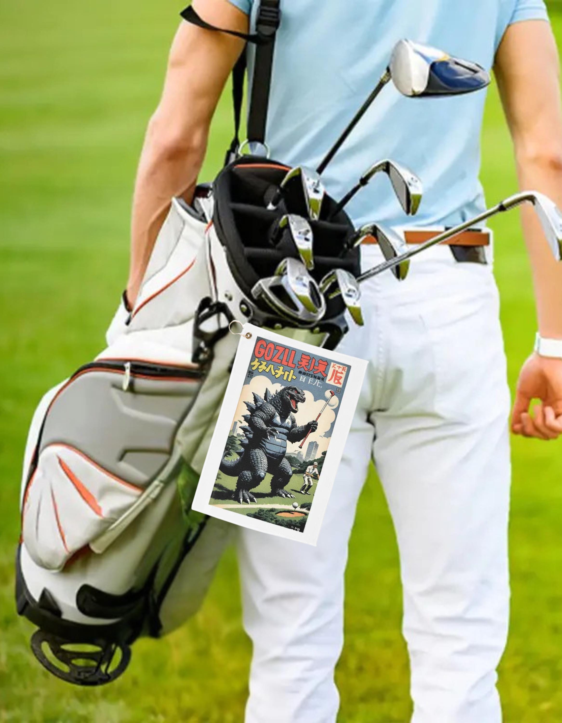 Vintage Godzilla Golf Towels, Fun Golf Accessories, Unique Golfer