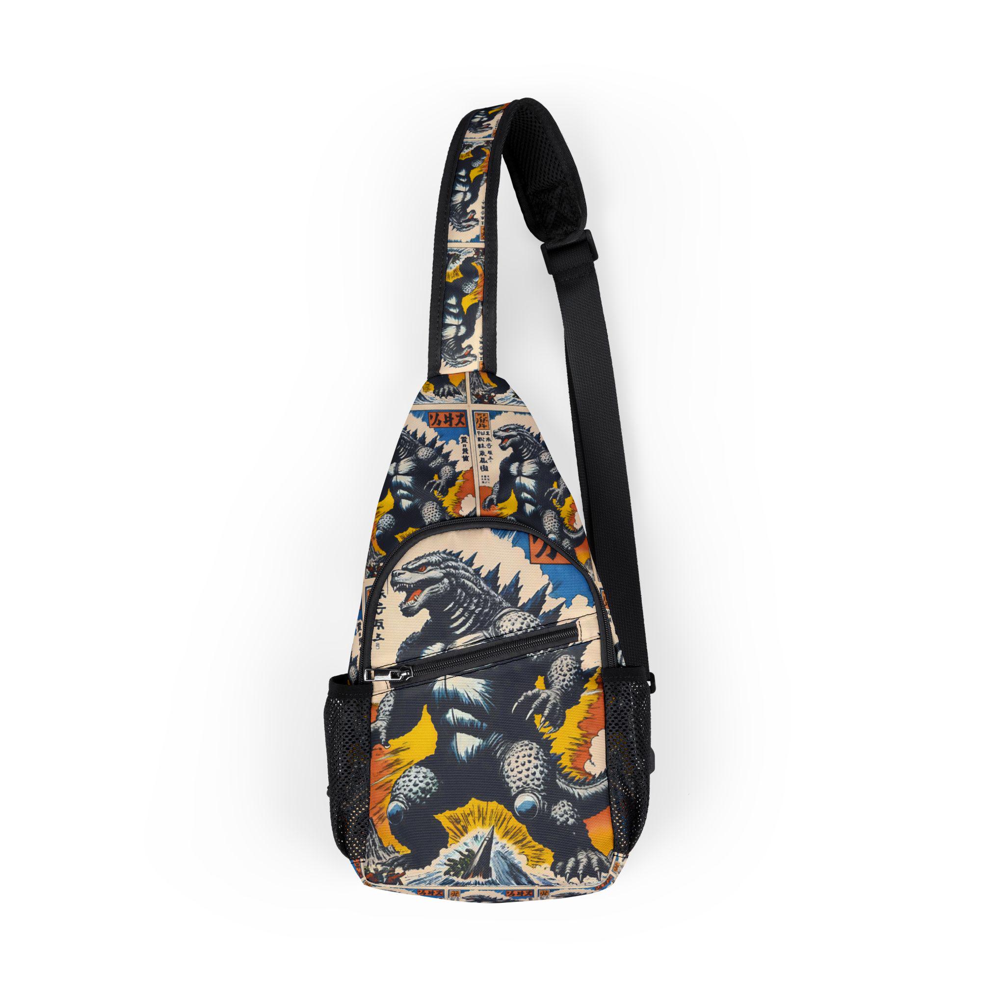 Godzilla Chest Bag, Sling Bag, Travel Bag - Kaiju Art, Godzilla