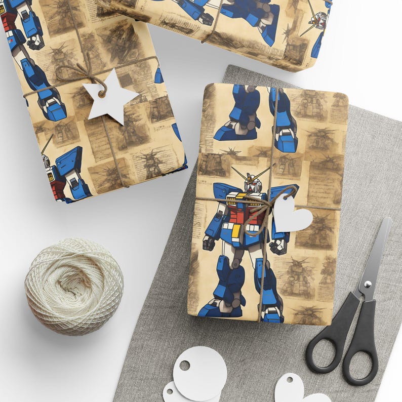 Vintage Japanese Anime wrapping paper, Alien Robot Gift, Anime Shirt Gift Wrap. Ideal for birthdays, Christmas, and other celebrations. image 1