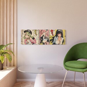 Retro Anime Girls Metal Sign | Vintage Manga Panel Wall Art image 2