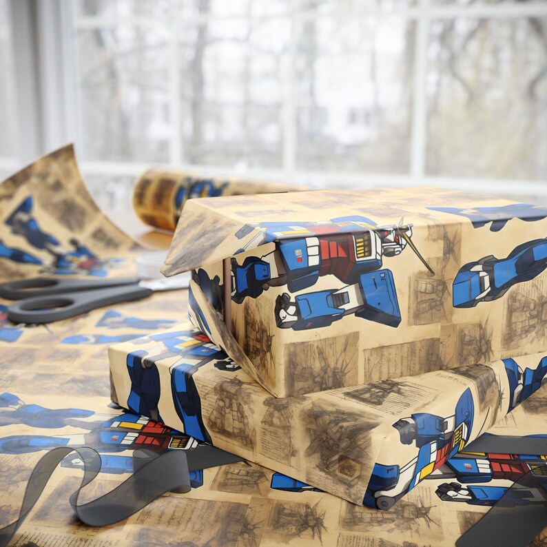 Vintage Japanese Anime wrapping paper, Alien Robot Gift, Anime Shirt Gift Wrap. Ideal for birthdays, Christmas, and other celebrations. image 5