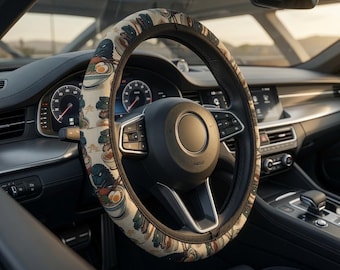 Retro Japanese Kaiju steering wheel cover | Godzilla Ramen Car Accessory