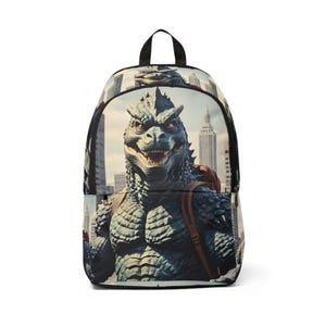 Vintage Godzilla Art Backpack: Kaiju Travel Bag, Back to School