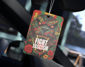Godzilla Fight Fascism Car Air Freshener | New Car Scent