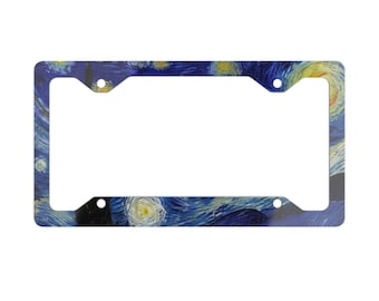 Starry Night artwork Metal License Plate Frame | Van Gogh inspired car frame