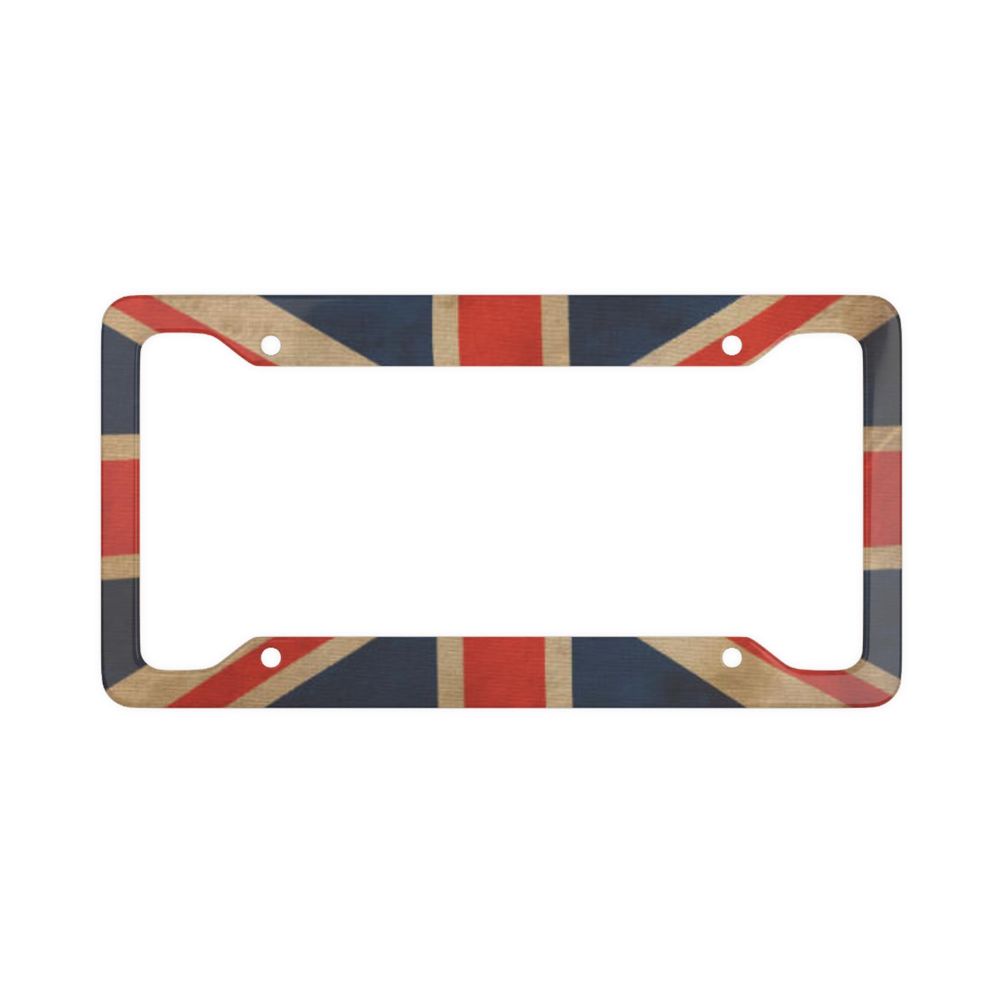 thumbnail interactive-video image 1 of Union Jack British Flag Metal License Plate Frame – Red, Steel, Gloss Finish, Front Or Rear 1 of 4