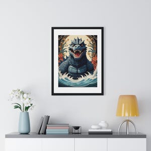 Stampa artistica di Godzilla, poster Kaiju in stile Art Nouveau per l'arredo del bagno - Poster arrotolato, arte murale giapponese di Godzilla, regalo unico per Godzilla
