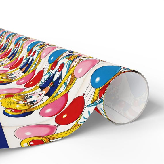Wrapping Paper, Anime Girl Birthday Gift Wrap, Vintage Manga Decorations, Birthday Wrap Sheets, Anime Theme Party Supplies