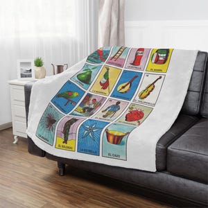 Mexican Blanket, Loteria Blanket, Mexican Art, Mexican Decor Microfiber Blanket - Cozy Throw for Home and Gifts, Warm Couch Blanket, Vibrant