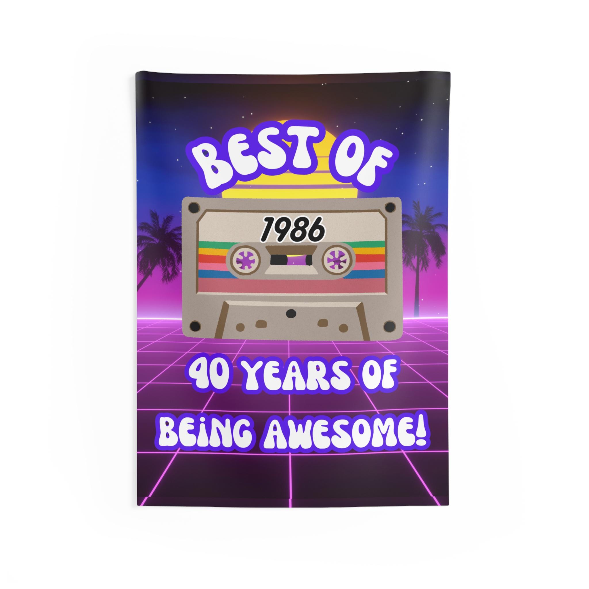 Vintage 1985 Happy 40th Birthday Indoor Wall Tapestries, Backdrop ...