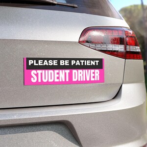Pink Student Driver Magnet: Please Be Patient, New Driver Safety