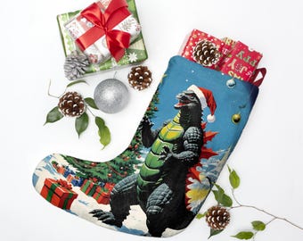 Vintage Godzilla Christmas Stocking: Kaiju Holiday Decor