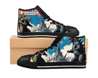 Sneakers, Vintage Japanese Comic Book Art, Godzilla Shoes, Gifts for People Who Are Hard to Shop for, Men's Classic Sneakers