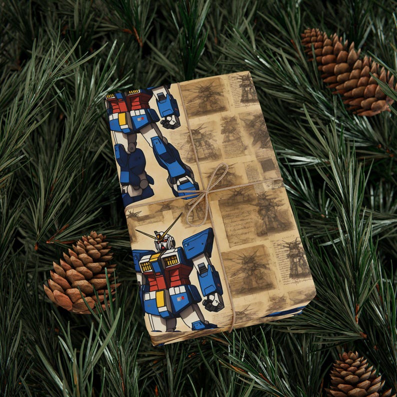 Vintage Japanese Anime wrapping paper, Alien Robot Gift, Anime Shirt Gift Wrap. Ideal for birthdays, Christmas, and other celebrations. image 9