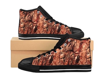 Creepy Halloween Costume Sneakers, Horror Movie Accessory Shoes, Ed Gein Shoes, Men's Classic Footwear, Costume Party Sneakers
