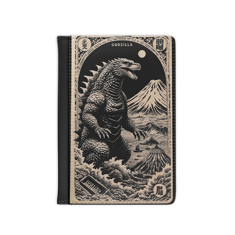 Vintage Godzilla Passport Cover | Travel Essentials, Unique Gift, Jetsetter Accessory, Anime Lover Must Have, Adventure Gear image 2