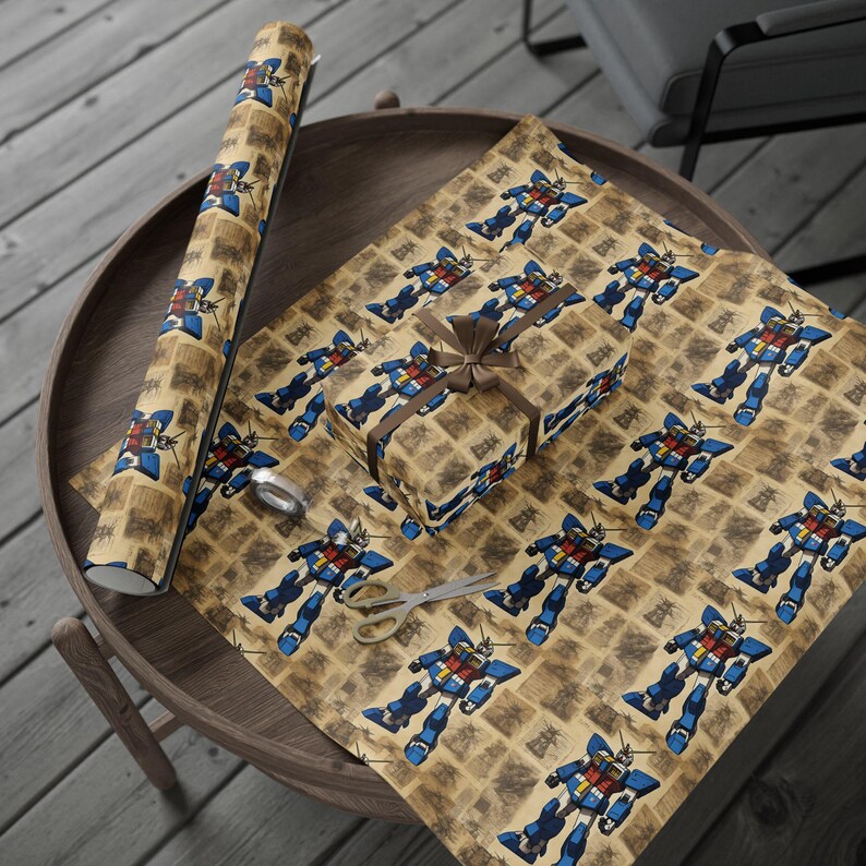 Vintage Japanese Anime wrapping paper, Alien Robot Gift, Anime Shirt Gift Wrap. Ideal for birthdays, Christmas, and other celebrations. image 8
