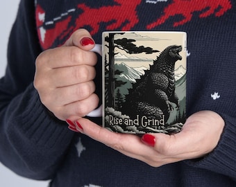 Godzilla Coffee Mug: Mountain Morning Ceramic Mug, Nature Lover Gift