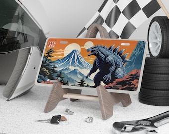 Vanity Plate, Vintage Godzilla Art, Comic Book Gift, New Driver, Student Driver, Car Accessories, Godzilla Birthday