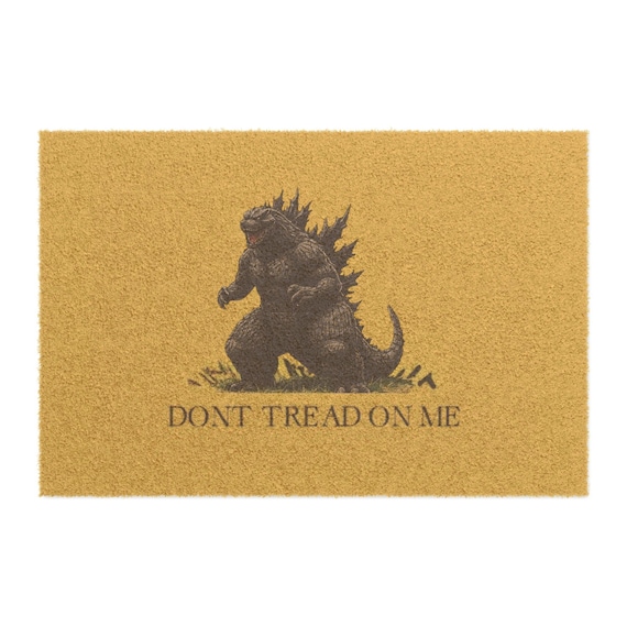 Godzilla Gadsden Flag Coir Doormat: Funny Outdoor Welcome Mat
