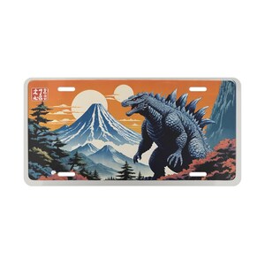 Vanity Plate, Vintage Godzilla Art, Comic Book Gift, New Driver, Student Driver, Car Accessories, Godzilla Birthday image 2