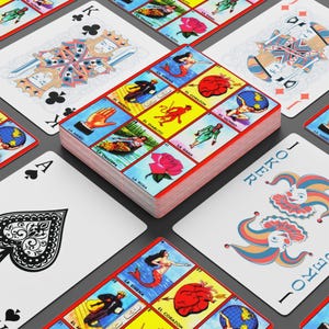 Cartas de Baralho, Arte de Loteria, Cartas de Pôquer Mexicanas, Presentes Legais para Ela ou Ele, Arte Mexicana