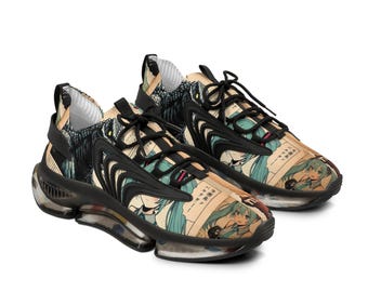Godzilla versus Miku Mens running shoes | Anime Comic Book Mens shoes | Vintage Japanese shoes