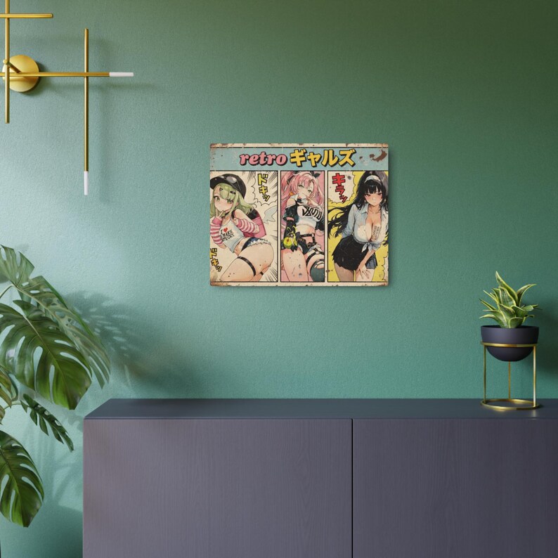 Retro Anime Girls Metal Sign | Vintage Manga Panel Wall Art image 15