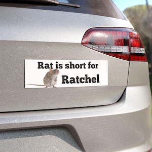 Funny Rat Rachel Car Magnets, Funny Gift for Rat Lovers, Bumper Stickers, Birthday Gag Gifts, Car Accessories, Fridge Magnets